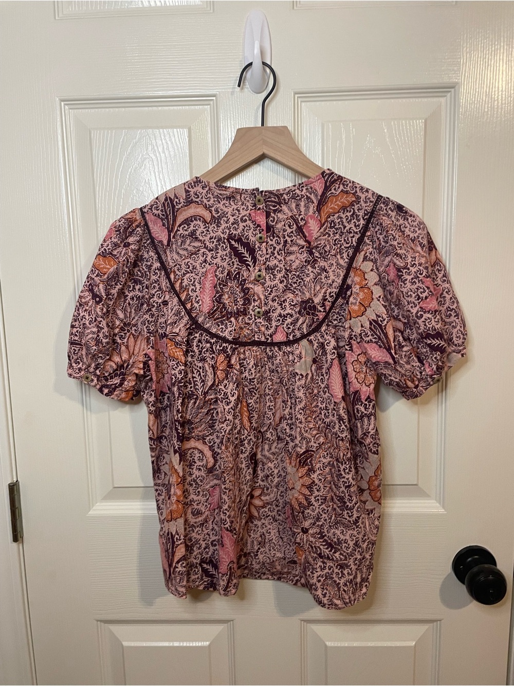 Madewell Bali Blooms Yoked Puff Sleeve Top Size Small - Picture 8 of 10